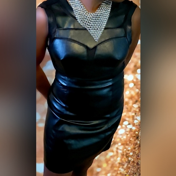 Black faux leather dress - Picture 2 of 2